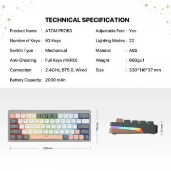 Keyboard Fantech Mk912 Atom Pro63